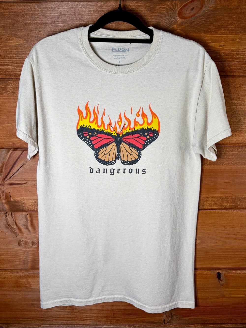 Eldon Cream Butterfly Flame Graphic Tee - Dangerous Size Small 🖤